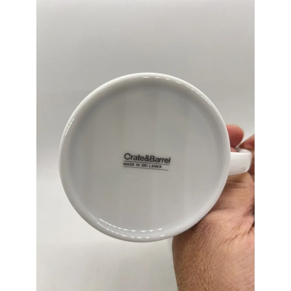 Crate & Barrel White Coffee Mugs, Made In Poland Set Of 2